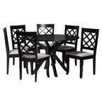 Juego de comedor Baxton Studio Jana moderno, de 7 piezas, con tela gris y madera con acabado marrón expreso