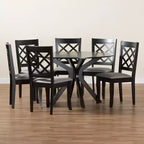 Juego de comedor Baxton Studio Jana moderno, de 7 piezas, con tela gris y madera con acabado marrón expreso