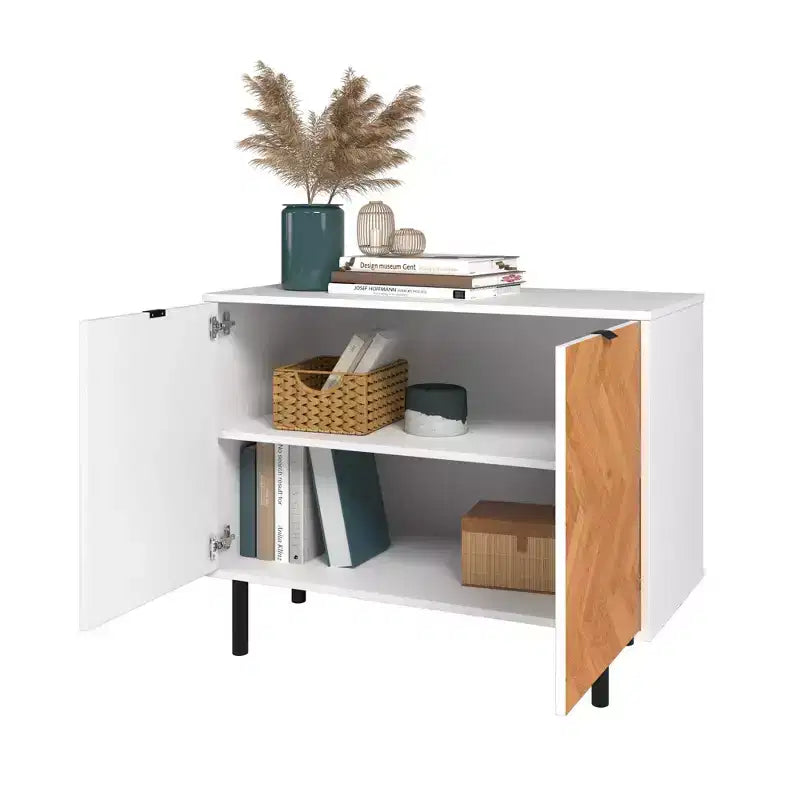 Mueble auxiliar moderno de mediados de siglo Liam de 2 estantes de Manhattan Comfort