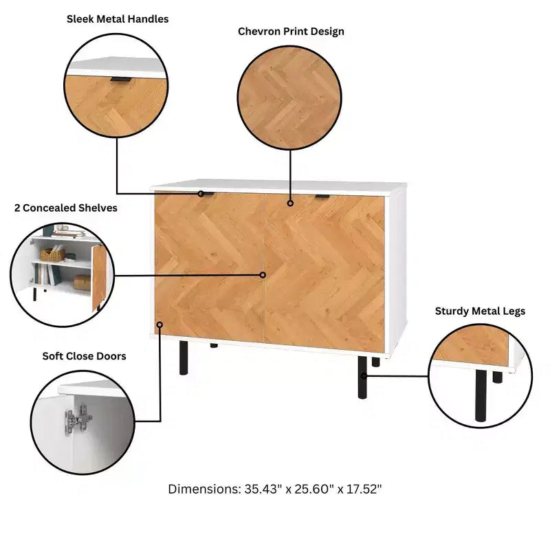 Mueble auxiliar moderno de mediados de siglo Liam de 2 estantes de Manhattan Comfort