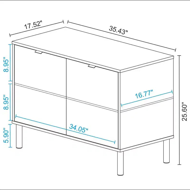 Mueble auxiliar moderno de mediados de siglo Liam de 2 estantes de Manhattan Comfort