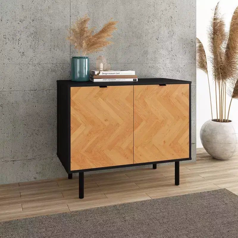 Mueble auxiliar moderno de mediados de siglo Liam de 2 estantes de Manhattan Comfort