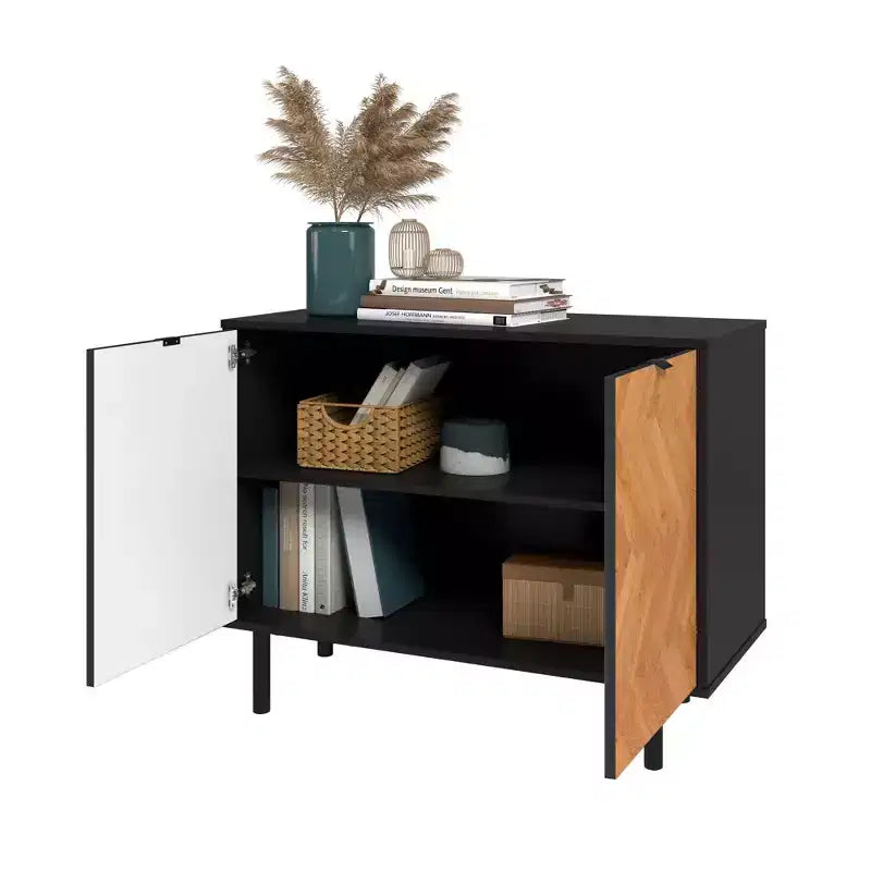 Mueble auxiliar moderno de mediados de siglo Liam de 2 estantes de Manhattan Comfort