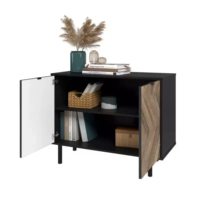Mueble auxiliar moderno de mediados de siglo Liam de 2 estantes de Manhattan Comfort