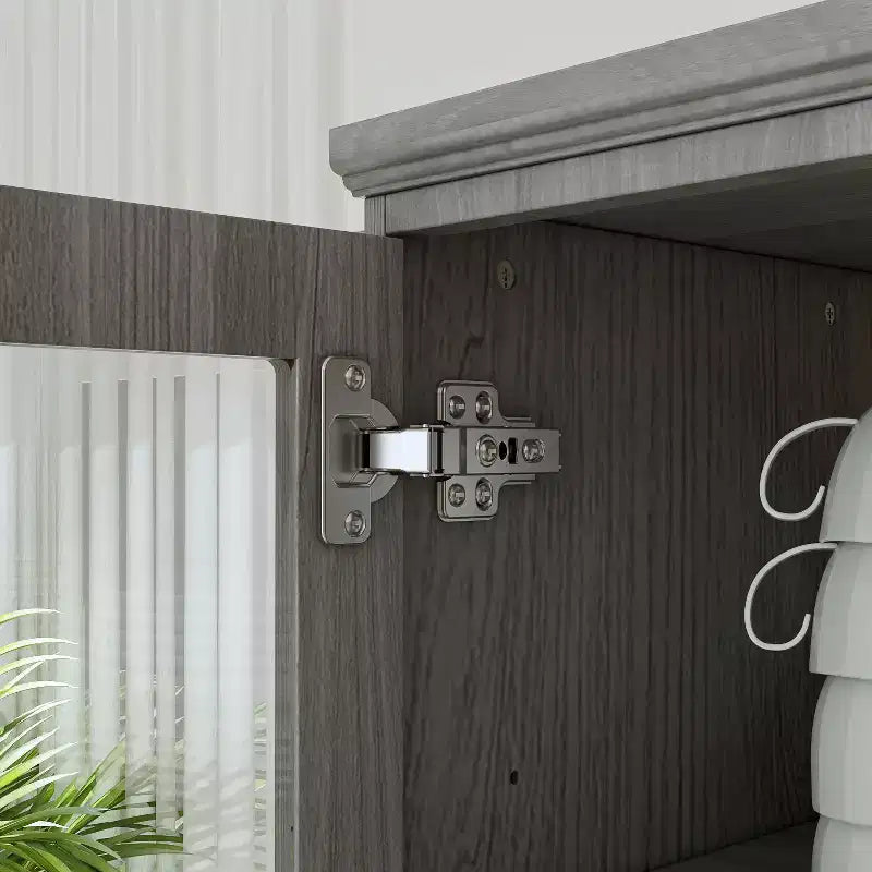 Famapy 61.2W Gabinete de Almacenamiento Gris, Aparador, Vitrina de Cocina con Moldura de Base Ornamental: Combinación de Elegancia y Utilidad