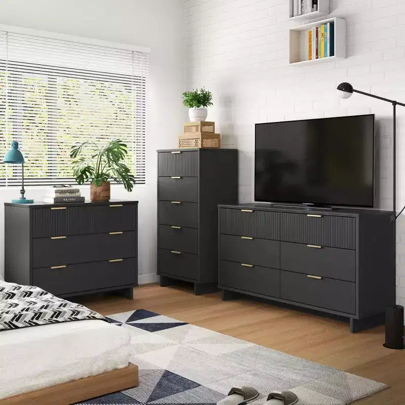 Juego de dormitorio Granville de Manhattan Comfort de 3 piezas con cómoda individual y cómoda doble