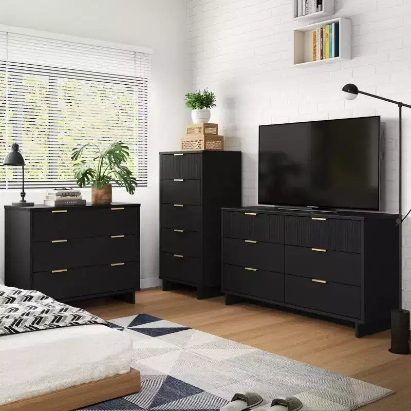 Juego de dormitorio Granville de Manhattan Comfort de 3 piezas con cómoda individual y cómoda doble