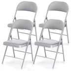 SUGIFT Folding Chairs with Padded Seats, Metal Frame with Vinyl Seat & Back, Capacity 350lbs, Gray, Set of 4