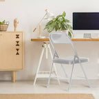 Sillas plegables SUGIFT con asientos acolchados, estructura metálica con asiento y respaldo de vinilo, capacidad 159 kg, grises, juego de 4