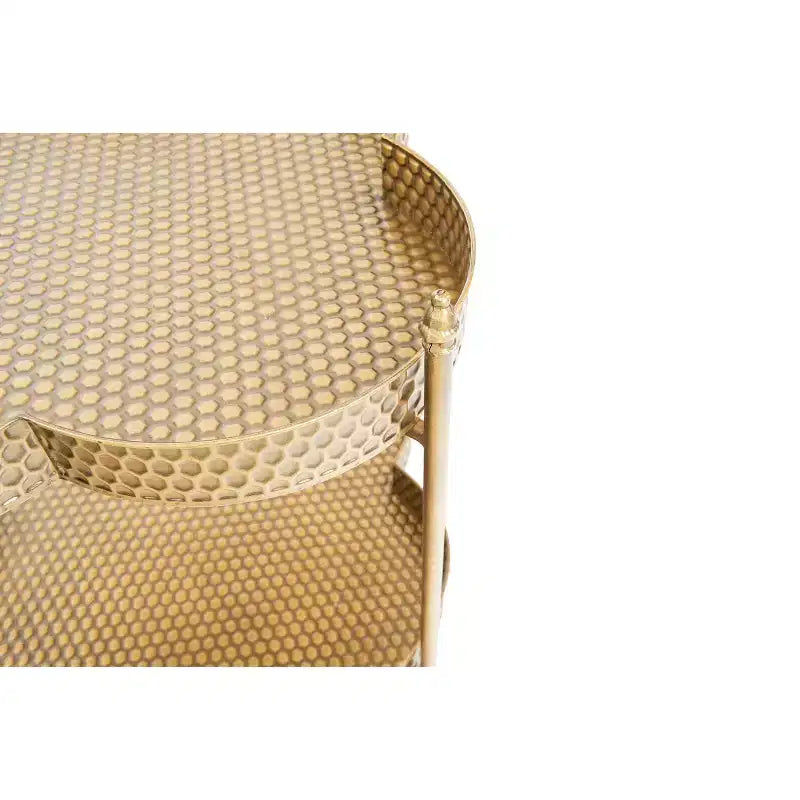Carrito de bar Storied Home con forma de trébol de 2 niveles de metal martillado con ruedas