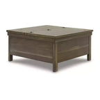 Signature Design by Ashley Moriville Rustic Hinged and Lift Top Cocktail Table with Hidden Storage, Light Brown