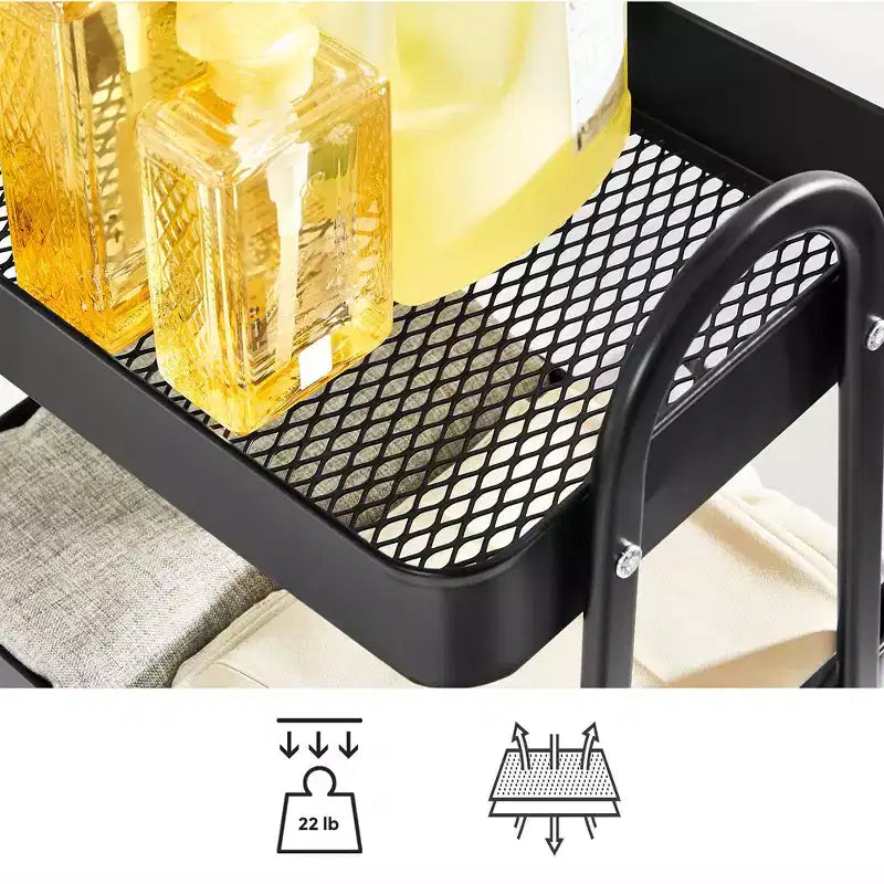 SONGMICS Carrito rodante de 3 niveles, carrito de almacenamiento de metal, carrito de cocina con 2 frenos y asas, carrito utilitario, fácil montaje