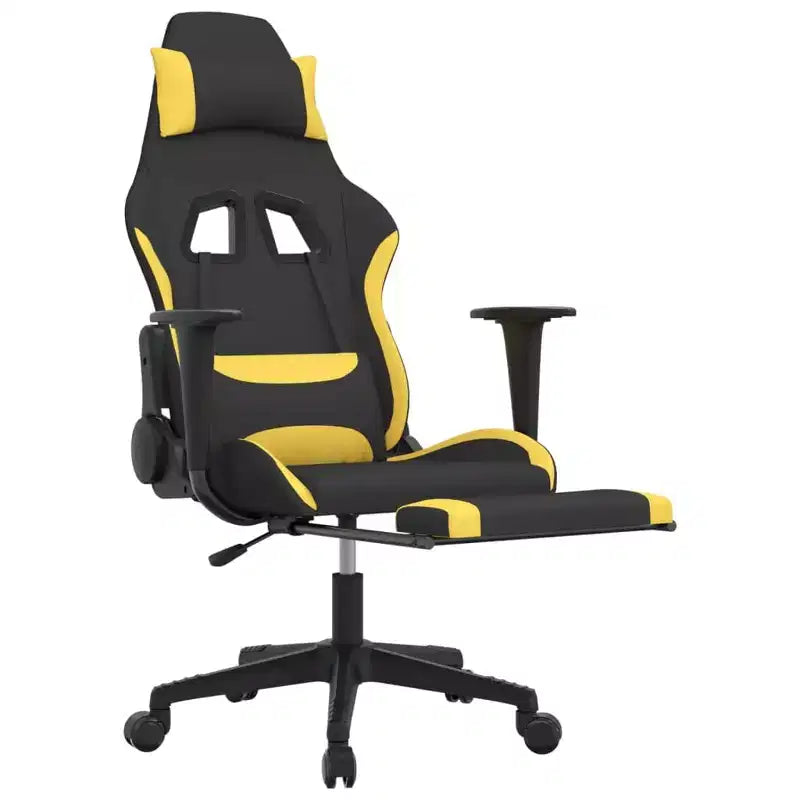 Silla de juegos con reposapiés vidaXL, negra y amarilla, de tela