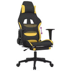 Silla de juegos con reposapiés vidaXL, negra y amarilla, de tela