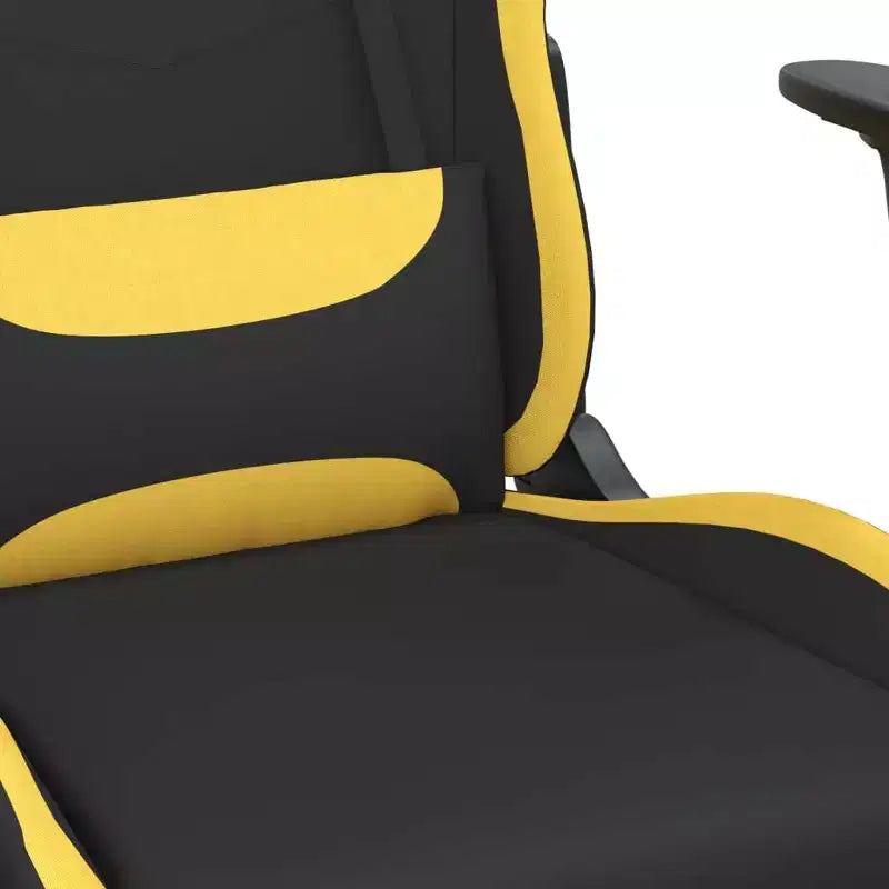 Silla de juegos con reposapiés vidaXL, negra y amarilla, de tela
