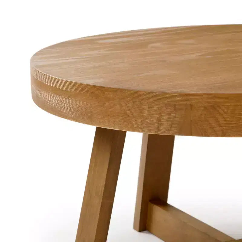 Mesa de centro redonda de madera maciza Plank+Beam Classic, 36, estilo rústico para sala de estar