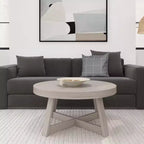 Mesa de centro redonda de madera maciza Plank+Beam Classic, 36, estilo rústico para sala de estar