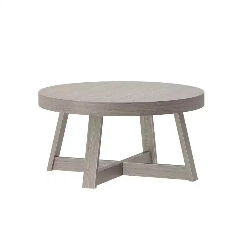 Mesa de centro redonda de madera maciza Plank+Beam Classic, 36, estilo rústico para sala de estar