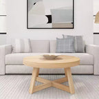 Mesa de centro redonda de madera maciza Plank+Beam Classic, 36, estilo rústico para sala de estar