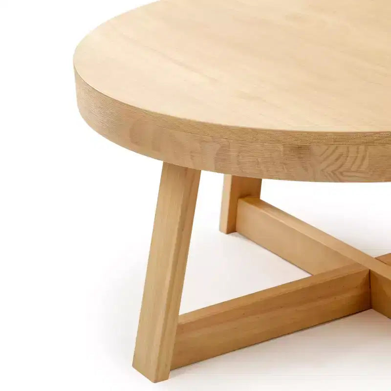 Mesa de centro redonda de madera maciza Plank+Beam Classic, 36, estilo rústico para sala de estar
