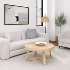 Mesa de centro redonda de madera maciza Plank+Beam Classic, 36, estilo rústico para sala de estar