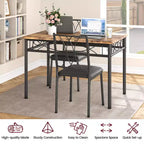Juego de mesa de comedor Garvee, juego de mesa de comedor de madera de 4 piezas con 4 sillas, juego de mesa rectangular de cocina para espacios pequeños, apartamentos, marrón retro