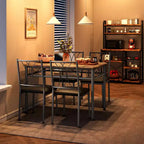 Juego de mesa de comedor Garvee, juego de mesa de comedor de madera de 4 piezas con 4 sillas, juego de mesa rectangular de cocina para espacios pequeños, apartamentos, marrón retro