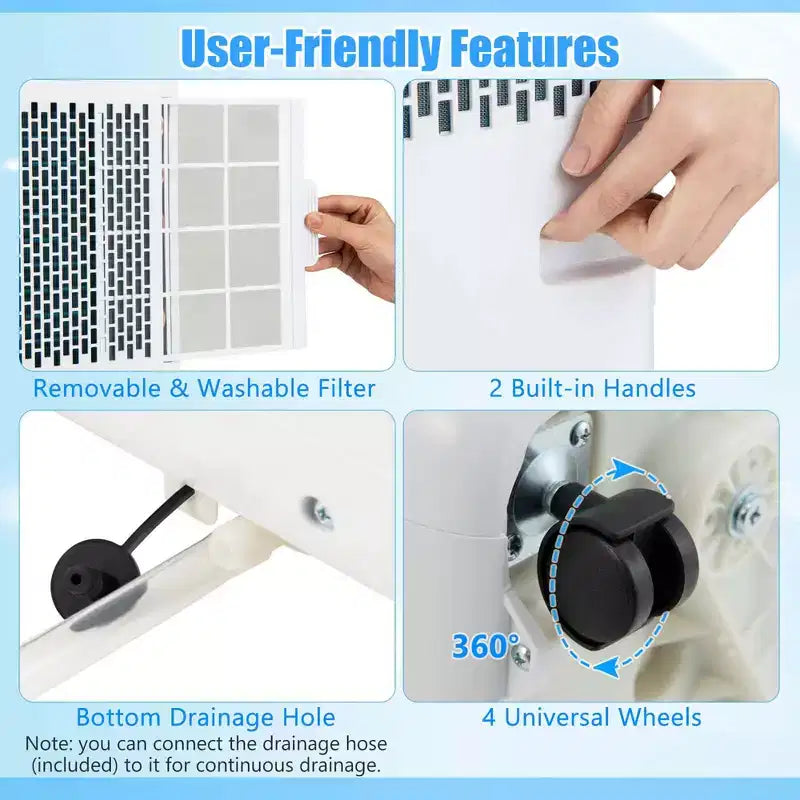 Costway 6500 BTU(10000 BTU ASHRAE) Portable Air Conditioner Cools up to 350 Sq.Ft with Fan & Dehumidifier