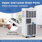 Costway Portable Air Conditioner 9000 BTU 3 in 1 AC Unit with Fan Dehumidifier Sleep Mode 6250 BTU(9000BTU ASHRAE)