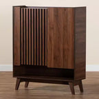 Baxton Studio Paricia Zapatero de madera con acabado nogal marrón de mediados de siglo