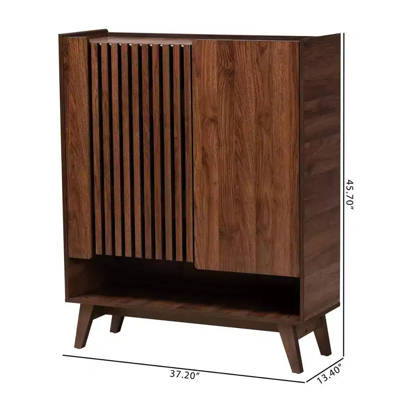 Baxton Studio Paricia Zapatero de madera con acabado nogal marrón de mediados de siglo