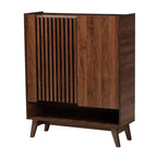 Baxton Studio Paricia Zapatero de madera con acabado nogal marrón de mediados de siglo