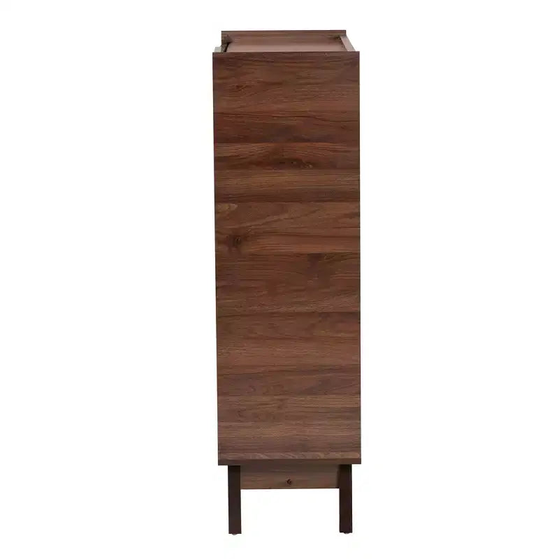 Baxton Studio Paricia Zapatero de madera con acabado nogal marrón de mediados de siglo