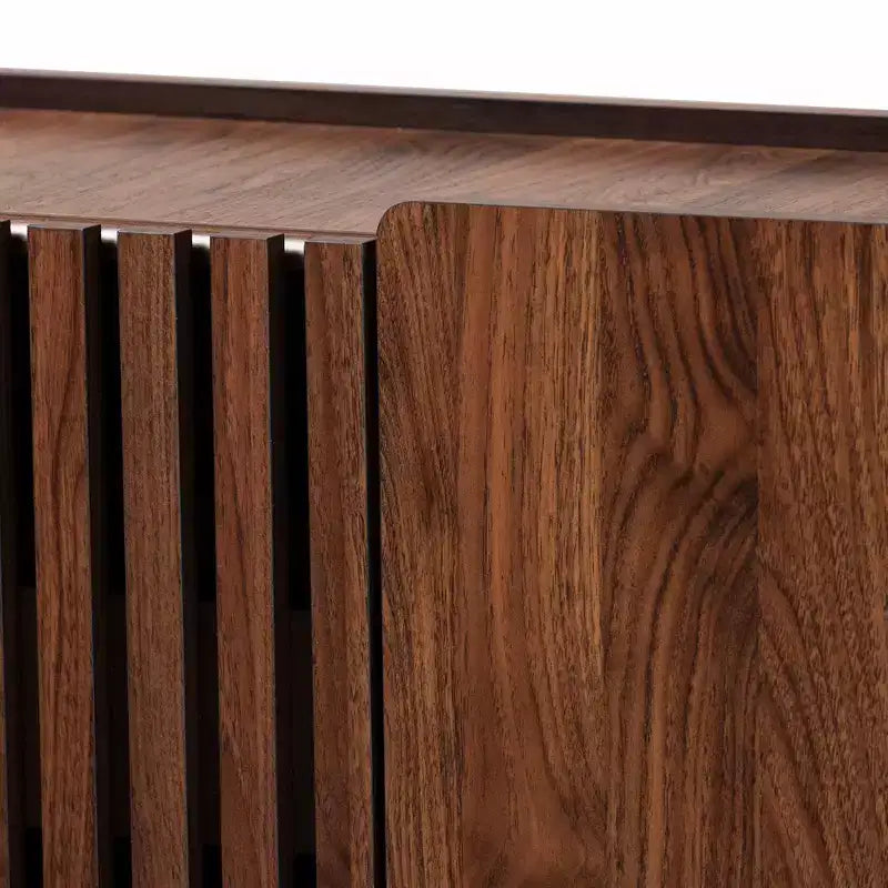 Baxton Studio Paricia Zapatero de madera con acabado nogal marrón de mediados de siglo