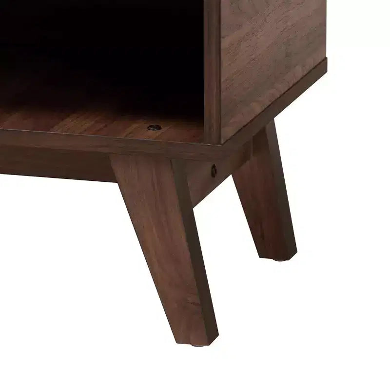 Baxton Studio Paricia Zapatero de madera con acabado nogal marrón de mediados de siglo