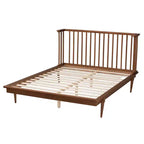 Cama tipo plataforma de madera con acabado en nogal fresno estilo moderno de mediados de siglo Flint de Baxton Studio