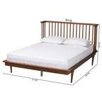 Cama tipo plataforma de madera con acabado en nogal fresno estilo moderno de mediados de siglo Flint de Baxton Studio