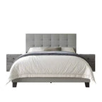 Cama con paneles Sara de Home Design con 2 mesitas de noche, gris