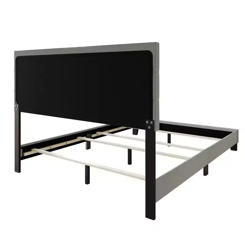 Cama con paneles Sara de Home Design con 2 mesitas de noche, gris