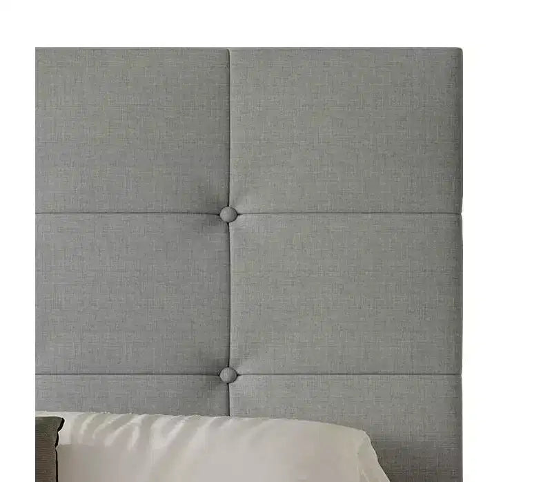Cama con paneles Sara de Home Design con 2 mesitas de noche, gris