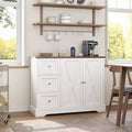Garvee Buffet Cabinet with Storage, Coffee Bar Cabinet with 3 Drawers, Sideboard for Kitchen Dining Living Room, White