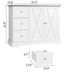 Mueble de buffet Garvee con almacenamiento, mueble de barra de café con 3 cajones, aparador para cocina, comedor, sala de estar, blanco