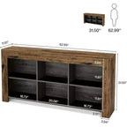 Mesa de centro de madera Lantine de 62,99 pulgadas con 6 cubos de almacenamiento