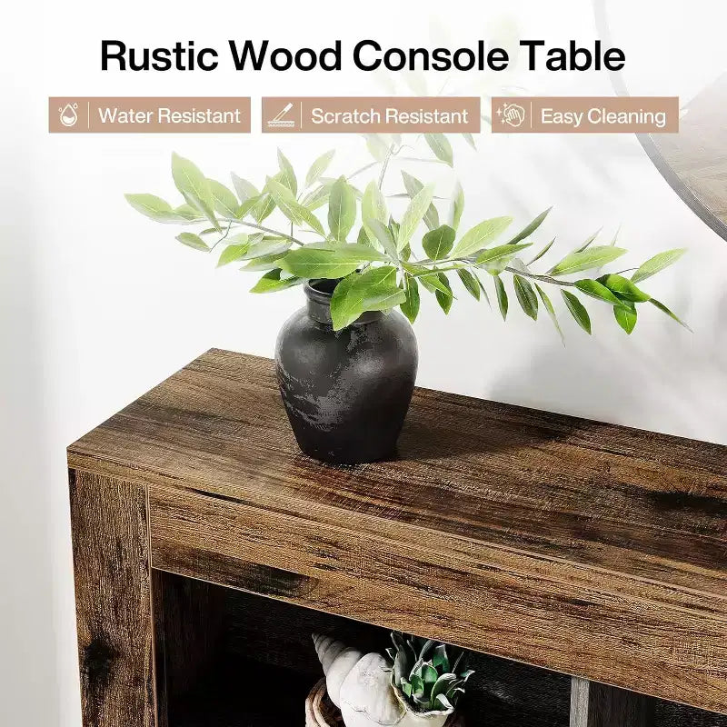 Mesa de centro de madera Lantine de 62,99 pulgadas con 6 cubos de almacenamiento