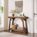Mesa consola estrecha de madera de 2 niveles Lantine