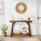 Mesa consola estrecha de madera de 2 niveles Lantine