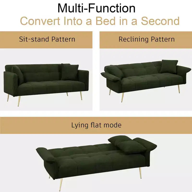 WhizMax Sofá Cama Convertible, Futón Tapizado en Terciopelo, Sofá Cama Plegable, Cama de Día para Sala de Estar o Dormitorio