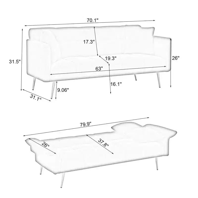 WhizMax Sofá Cama Convertible, Futón Tapizado en Terciopelo, Sofá Cama Plegable, Cama de Día para Sala de Estar o Dormitorio