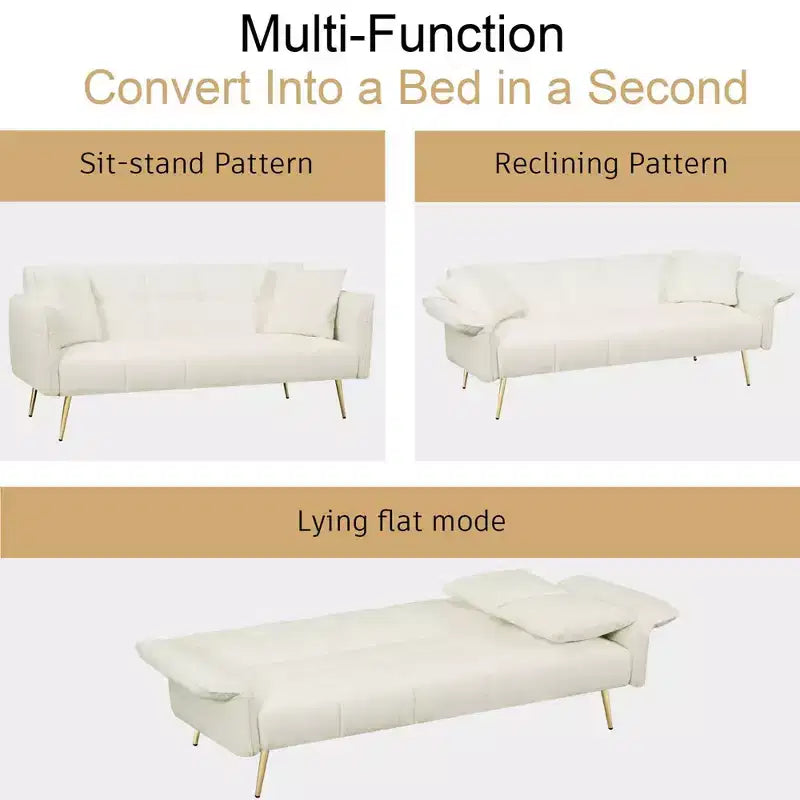 WhizMax Sofá Cama Convertible, Futón Tapizado en Terciopelo, Sofá Cama Plegable, Cama de Día para Sala de Estar o Dormitorio