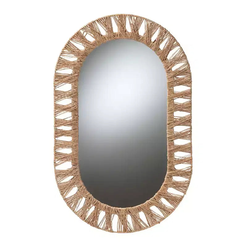 bali & pari Espejo de pared decorativo de metal bohemio moderno Geona y hierba marina marrón natural